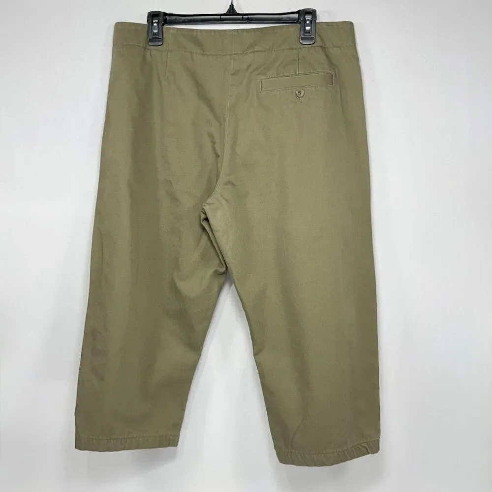 Pleated Cropped COS Olive Khaki Cotton Trouser Pants Size 12